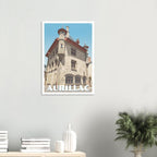Affiche encadrée d'Aurillac fixée au mur dans un intérieur épuré