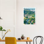 Décoration murale avec le poster de Bourg-Saint-Maurice au-dessus d'une table à manger