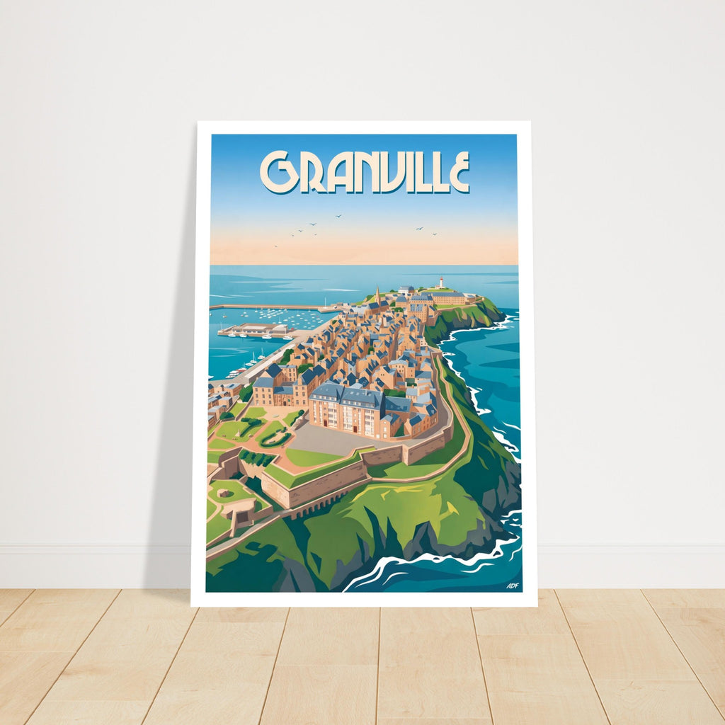 Cadre d'art grand format du poster de Granville posé sur parquet clair