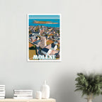 Affiche encadrée de l'île-Molène fixée au mur dans un intérieur épuré et lumineux