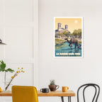 Affiche encadrée de La Roche-sur-Yon fixée au mur d'une salle à manger moderne
