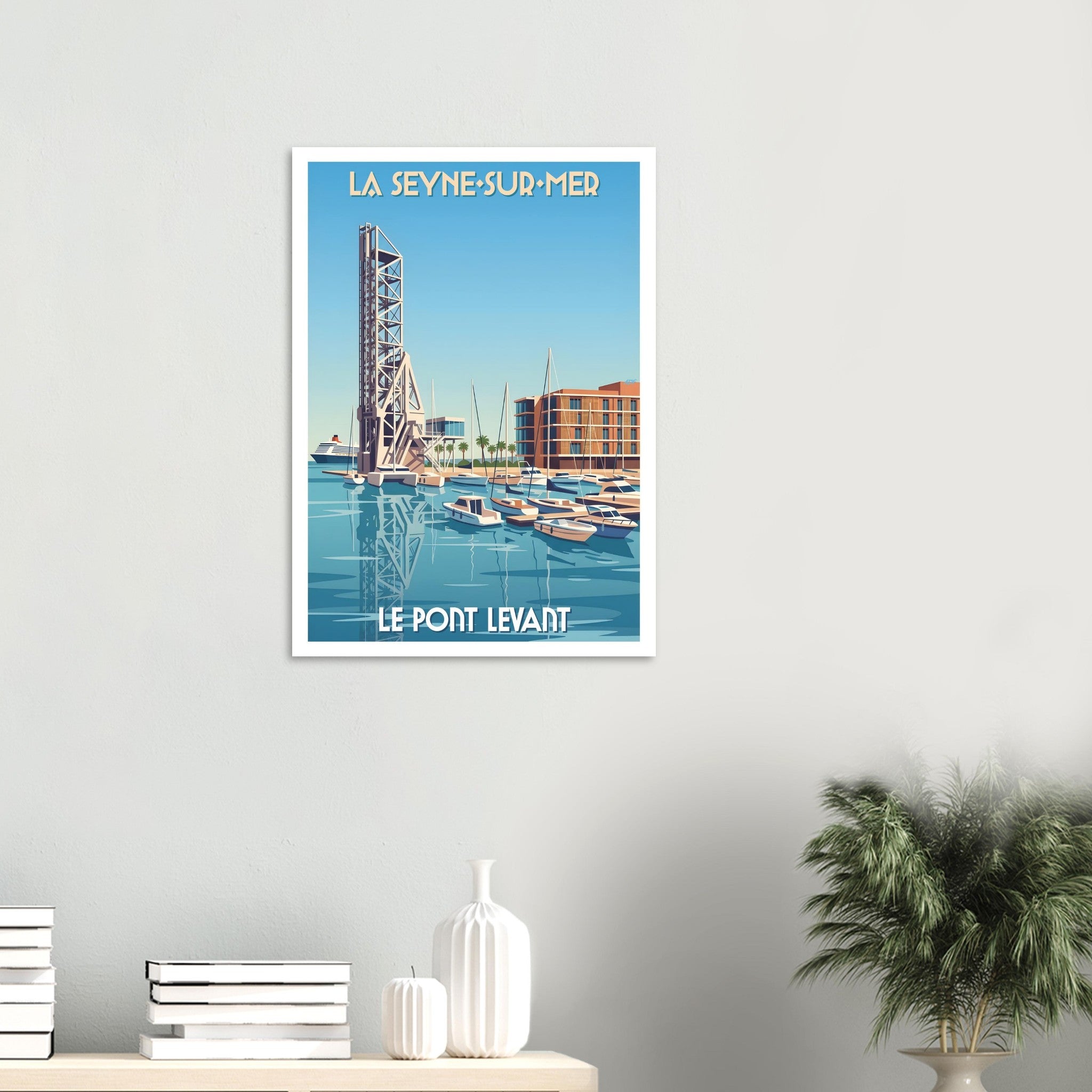Décoration murale esprit maritime avec l'affiche du pont levant de La Seyne-sur-Mer