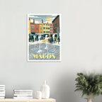 Affiche encadrée de Mâcon accrochée au mur dans un intérieur lumineux contemporain