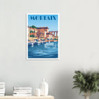 Affiche encadrée du port de Morlaix fixée au mur dans un intérieur épuré et lumineux