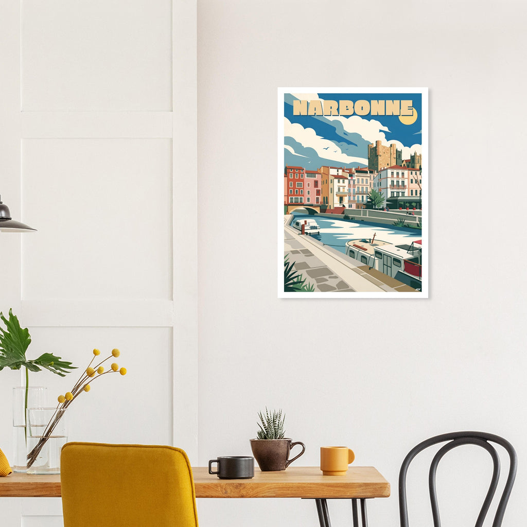 Poster mural de Narbonne accroché au-dessus d'une table à manger contemporaine