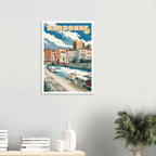 Affiche encadrée de Narbonne fixée au mur dans un intérieur épuré et lumineux