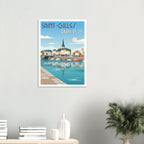 Affiche encadrée de Saint-Gilles-Croix-de-Vie fixée au mur dans un décor épuré