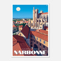 Illustration graphique des contreforts et des toits de tuiles de Narbonne