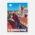 Illustration graphique des contreforts et des toits de tuiles de Narbonne