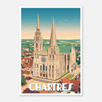 Illustration graphique des toits médiévaux et des arcs-boutants de Chartres