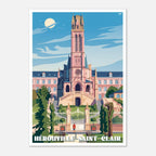 Illustration graphique de l'architecture néo-gothique de la chapelle du Petit Lourdes à Hérouville