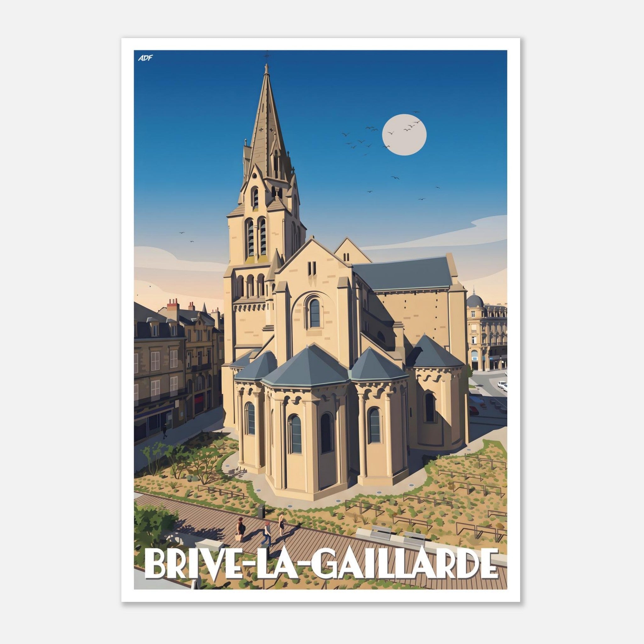 Illustration graphique de l'édifice historique de la collégiale Saint-Martin en Corrèze