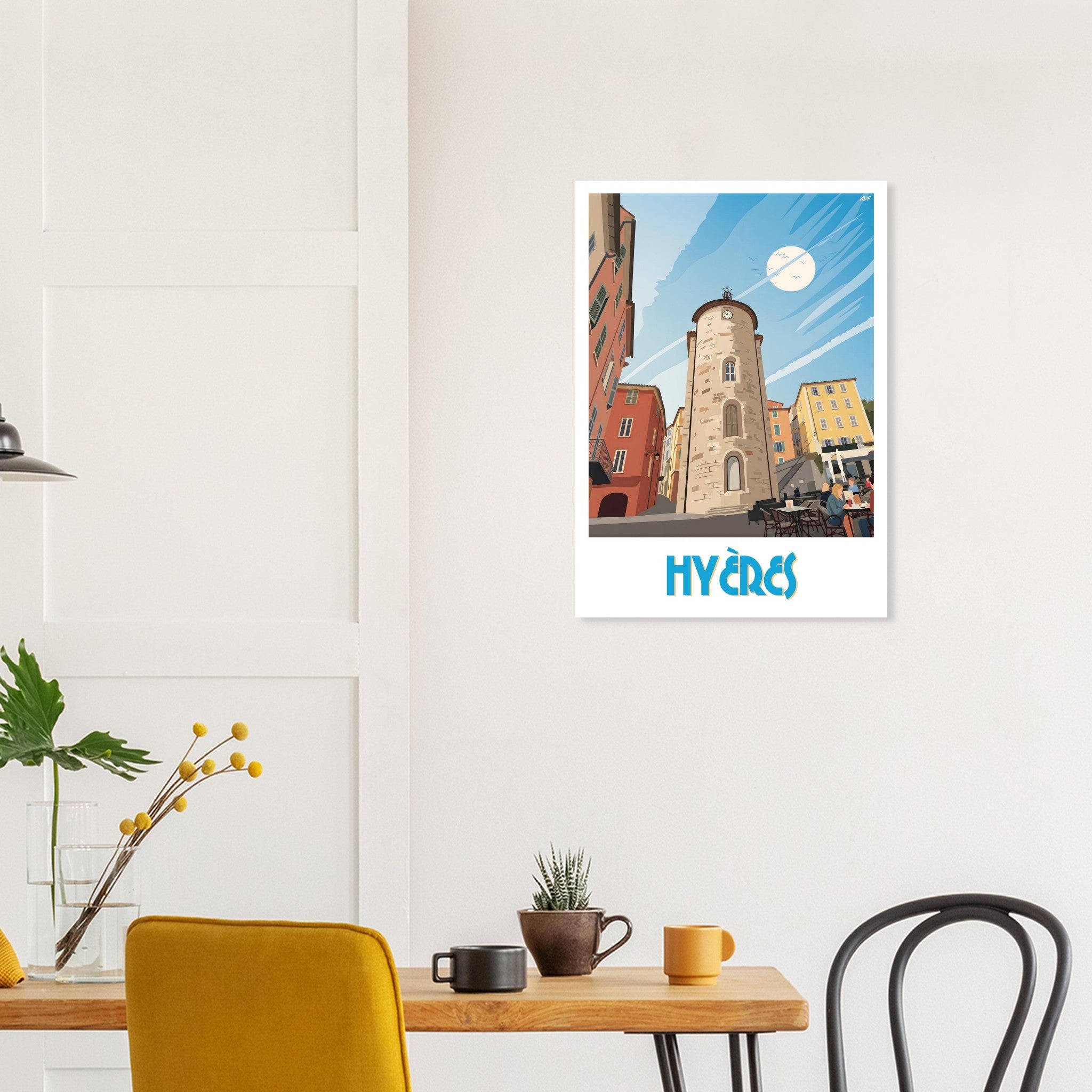 Illustration graphique de Hyères dans le Var aux couleurs du Sud