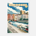 Illustration graphique des façades ensoleillées et de la cathédrale de Narbonne