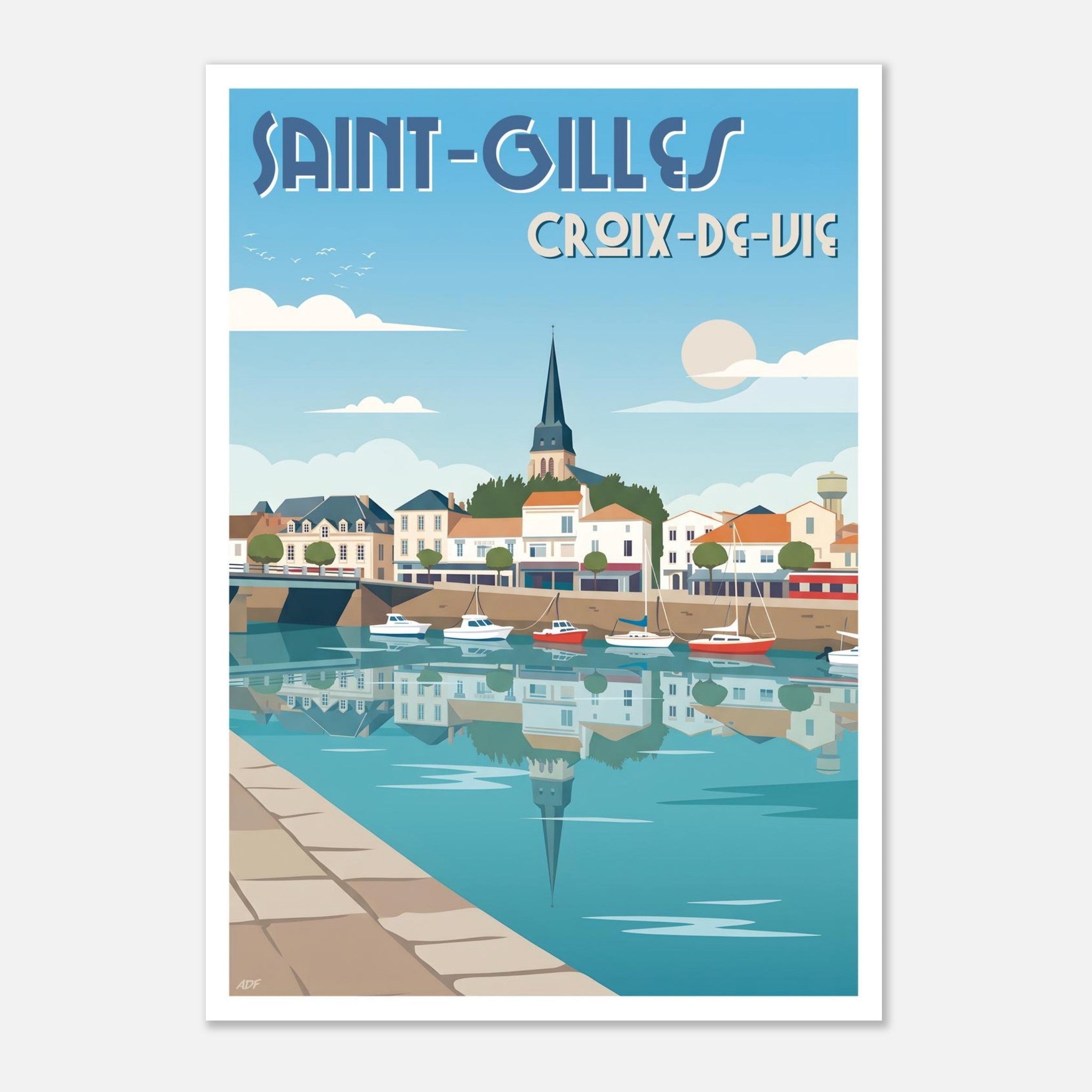 Illustration graphique de la station balnéaire de Saint-Gilles-Croix-de-Vie sur la côte Atlantique