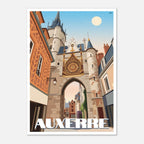 Illustration graphique des façades médiévales et de l'arche piétonne à Auxerre
