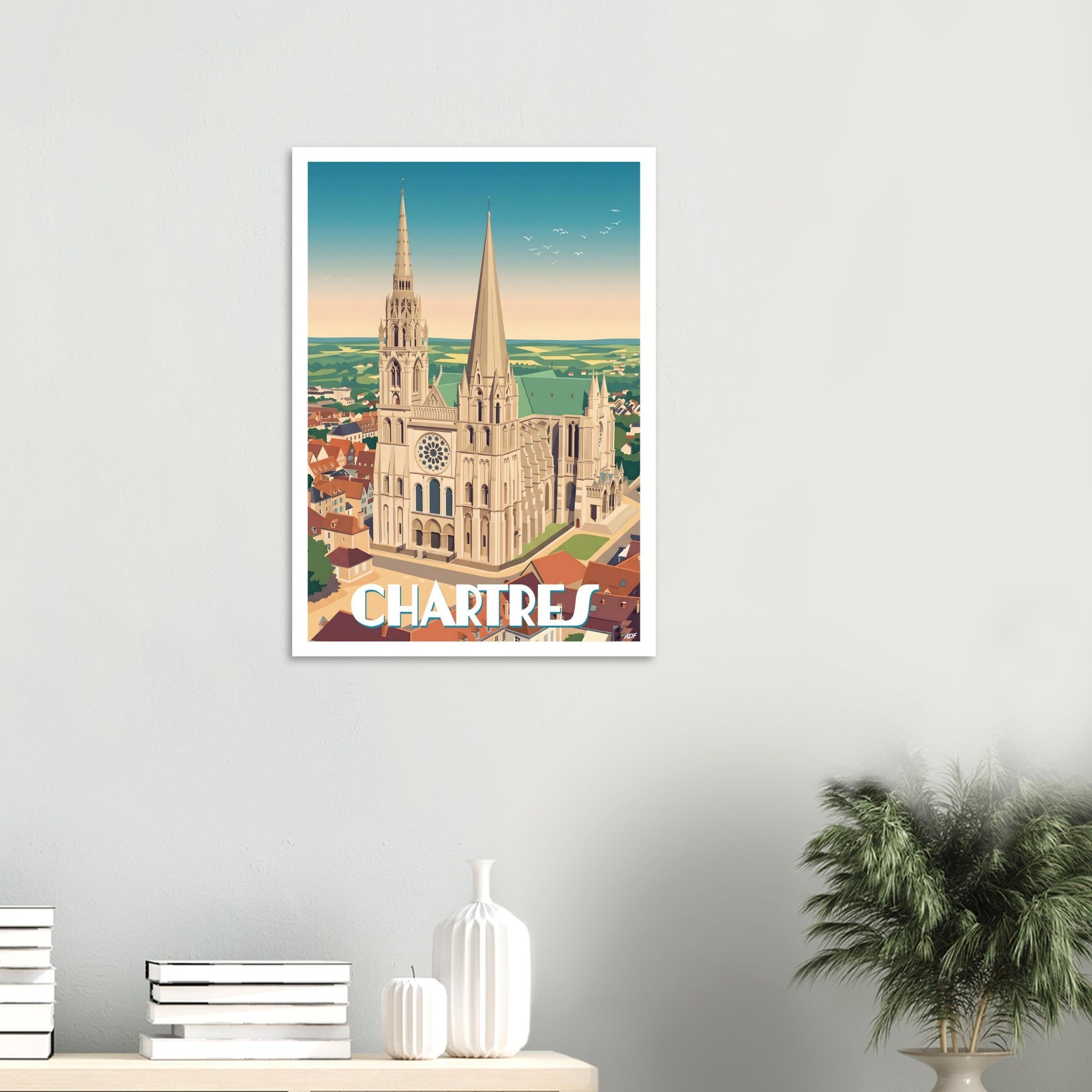 Tirage d'art illustré de Chartres pour une décoration murale contemporaine