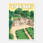 Poster rétro illustré du Château de Peixotto et de son architecture classique aux portes de Bordeaux