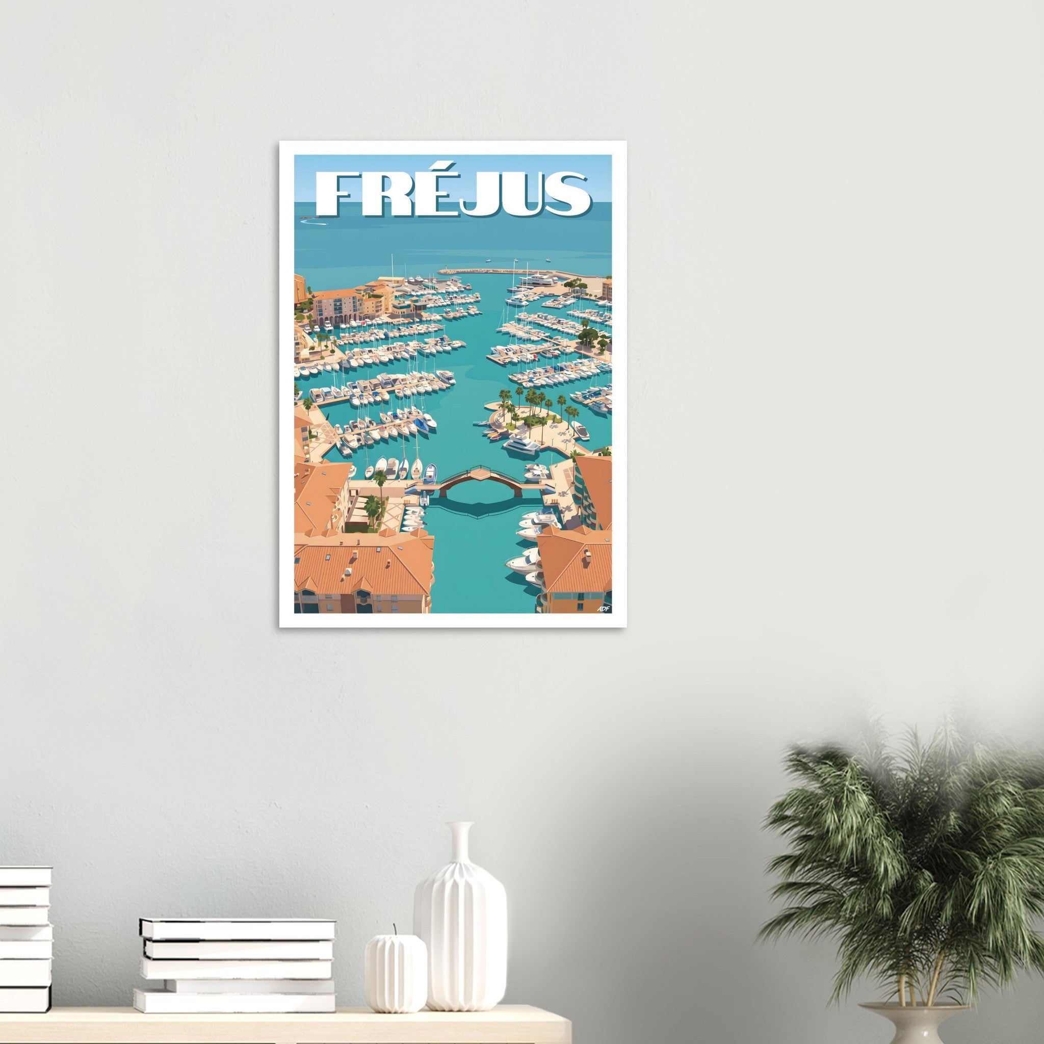 Décoration murale esprit Côte d'Azur avec le poster illustré de Fréjus