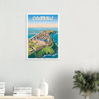 Poster encadré de Granville Haute-Ville intégré dans la décoration d'un salon lumineux