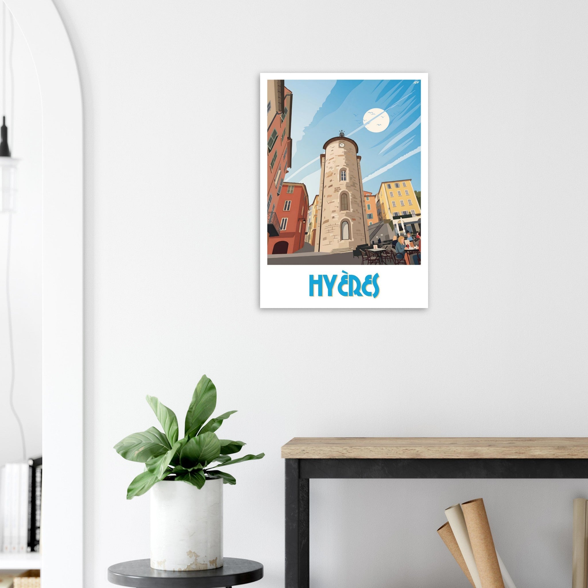 Cadre mural avec le poster de Hyères pour une décoration intérieure provençale