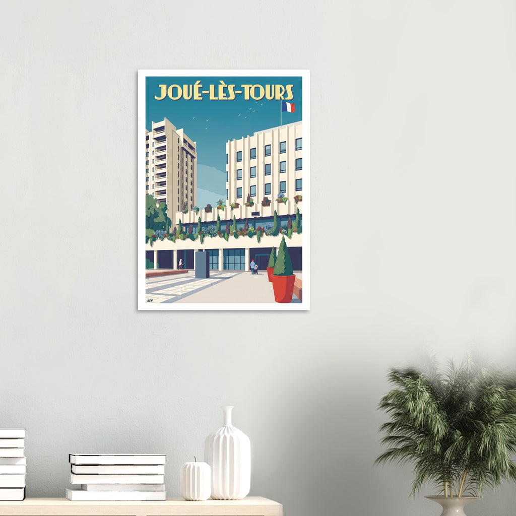 Tirage d'art illustré de Joué-lès-Tours pour une décoration murale contemporaine