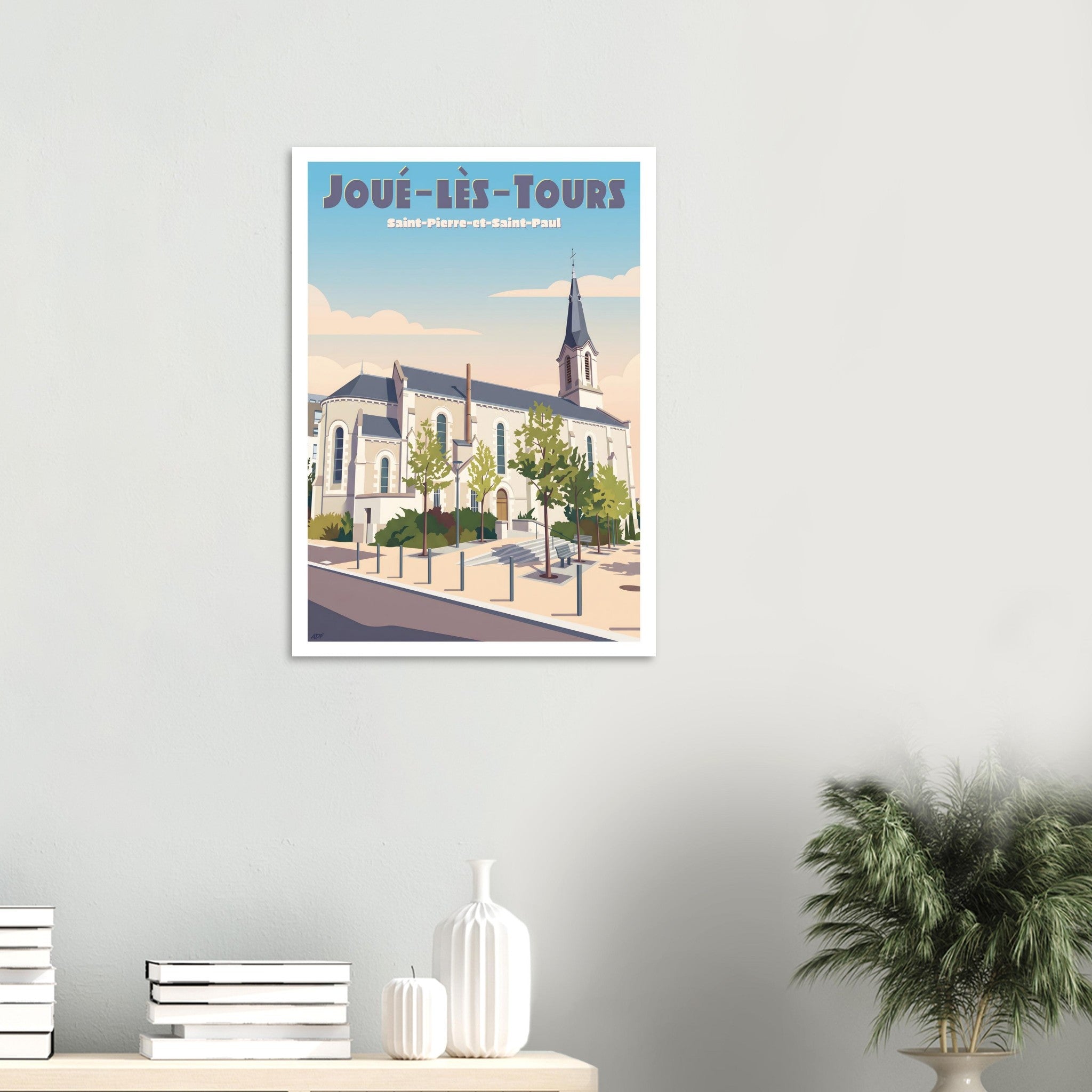 Décoration murale contemporaine avec le poster de voyage de Joué-lès-Tours
