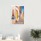Affiche des Sables-d'Olonne installée au mur dans un intérieur moderne et lumineux
