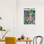 Cadre d'art mural avec l'affiche de Morlaix fixé au-dessus d'une table à manger