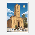 Poster rétro illustré de l'église Notre-Dame de Talence dans la métropole bordelaise