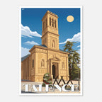 Poster rétro illustré de l'église Notre-Dame de Talence dans la métropole bordelaise