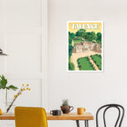Poster de voyage de Talence sous cadre posé sur une console moderne en bois clair