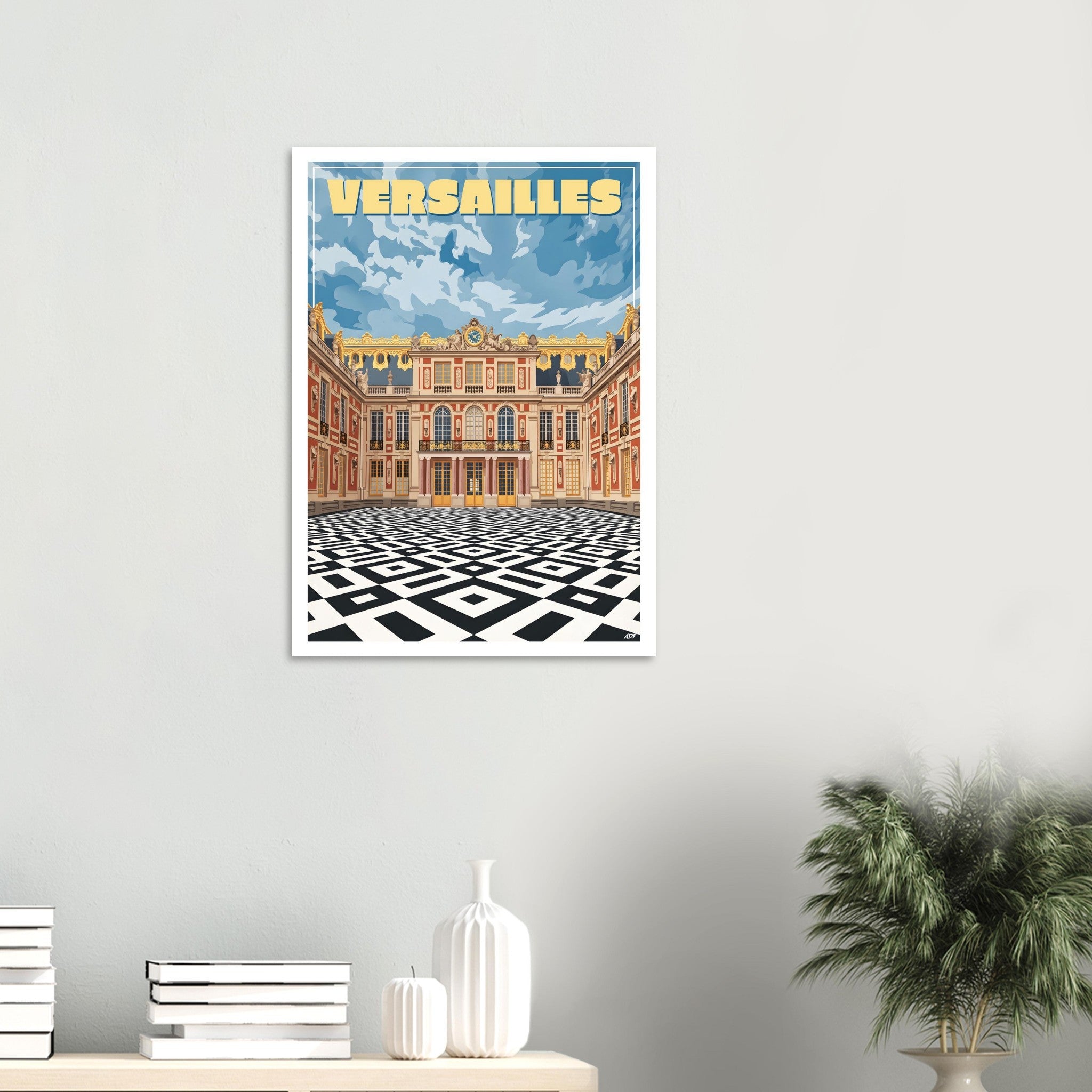 Décoration murale élégante avec l'affiche d'art de la Cour de Marbre de Versailles